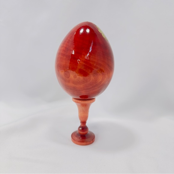 Russian Orthodox Religious Icon Red Gold Tone Decorative Egg Madonna and Child - Picture 16 of 16